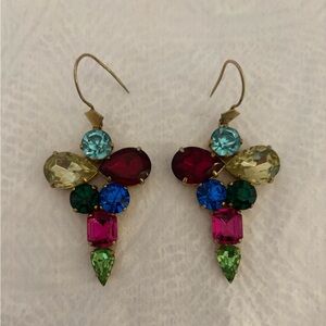 Vintage Crystal Fleur-de-lis Rhinestone Earrings